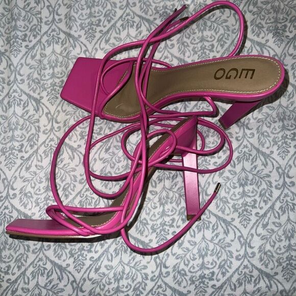 Strappy lace up heels string between toes pink ego size 8 - Picture 4 of 6